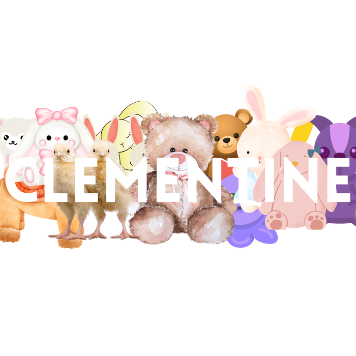 Clementine with soft toy animals
