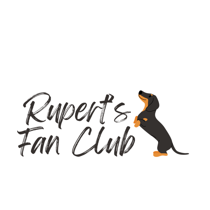 Rupert's Fan Club design with a sausage dog